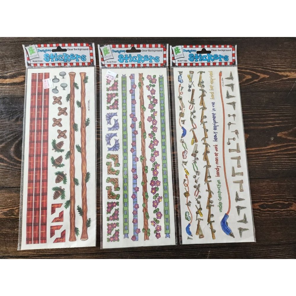 Provocraft Stickers Border Lot of 3 Buds & Bows Branches Tools VINTAGE New #9